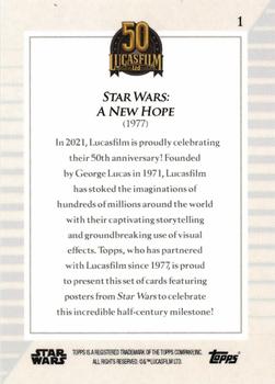 2021 Topps Now Star Wars: Lucasfilm 50th Anniversary #1 A New Hope Back