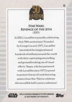 2021 Topps Now Star Wars: Lucasfilm 50th Anniversary #6 Revenge of the Sith Back