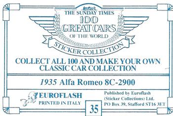 1989 The Sunday Times 100 Great Cars of the World #35 1935 Alfa Romeo 8C-2900 Back