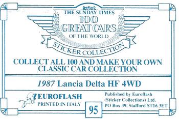 1989 The Sunday Times 100 Great Cars of the World #95 1987 Lancia Delta HF 4WD Back