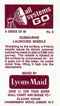 1967 Lyons Maid All Systems Go #6 Submarine Launched Missile Back