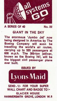 1967 Lyons Maid All Systems Go #22 Giant in the Sky Back