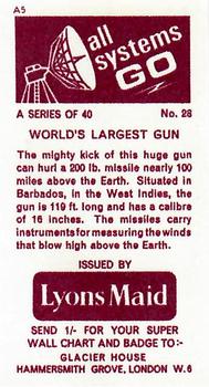 1967 Lyons Maid All Systems Go #28 World's Largest Gun Back