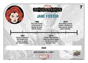 2022 Upper Deck Marvel Beginnings Volume 2, Series 1 #7 Jane Foster Back