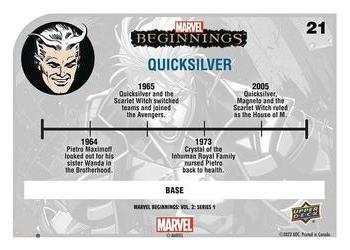 2022 Upper Deck Marvel Beginnings Volume 2, Series 1 #21 Quicksilver Back