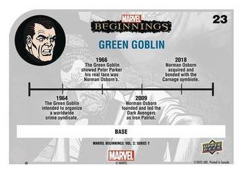 2022 Upper Deck Marvel Beginnings Volume 2, Series 1 #23 Green Goblin Back