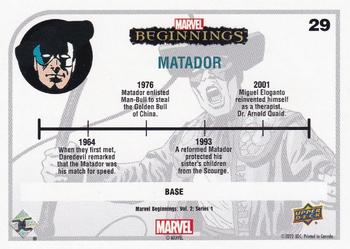 2022 Upper Deck Marvel Beginnings Volume 2, Series 1 #29 Matador Back