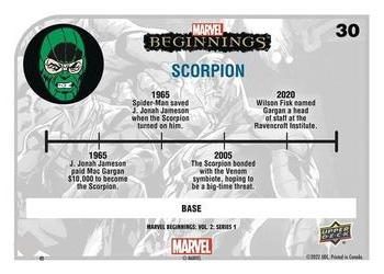 2022 Upper Deck Marvel Beginnings Volume 2, Series 1 #30 Scorpion Back