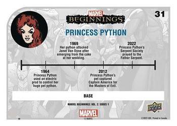 2022 Upper Deck Marvel Beginnings Volume 2, Series 1 #31 Princess Python Back