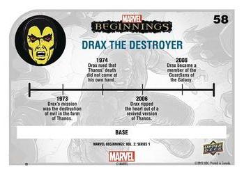 2022 Upper Deck Marvel Beginnings Volume 2, Series 1 #58 Drax The Destroyer Back