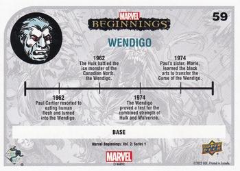 2022 Upper Deck Marvel Beginnings Volume 2, Series 1 #59 Wendigo Back