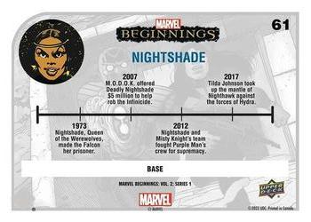 2022 Upper Deck Marvel Beginnings Volume 2, Series 1 #61 Nightshade Back