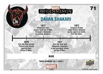 2022 Upper Deck Marvel Beginnings Volume 2, Series 1 #71 Davan Shakari Back