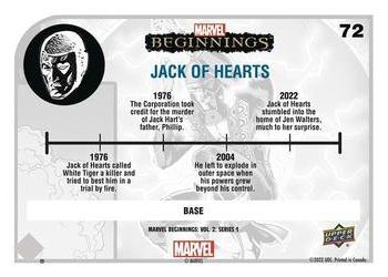 2022 Upper Deck Marvel Beginnings Volume 2, Series 1 #72 Jack of Hearts Back