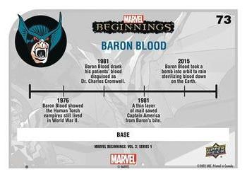 2022 Upper Deck Marvel Beginnings Volume 2, Series 1 #73 Baron Blood Back