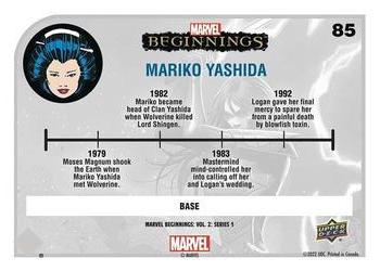 2022 Upper Deck Marvel Beginnings Volume 2, Series 1 #85 Mariko Yashida Back