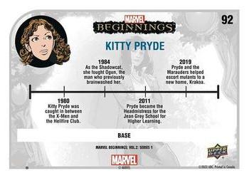 2022 Upper Deck Marvel Beginnings Volume 2, Series 1 #92 Kitty Pryde Back