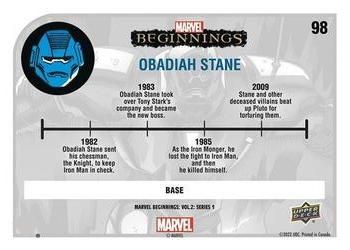 2022 Upper Deck Marvel Beginnings Volume 2, Series 1 #98 Obadiah Stane Back