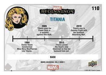2022 Upper Deck Marvel Beginnings Volume 2, Series 1 #110 Titania Back
