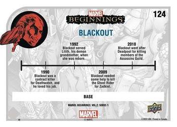 2022 Upper Deck Marvel Beginnings Volume 2, Series 1 #124 Blackout Back