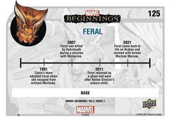 2022 Upper Deck Marvel Beginnings Volume 2, Series 1 #125 Feral Back