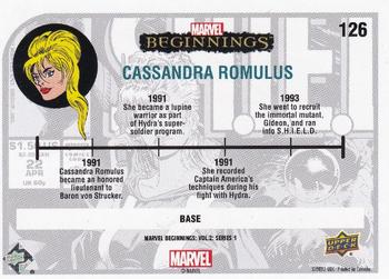 2022 Upper Deck Marvel Beginnings Volume 2, Series 1 #126 Cassandra Romulus Back