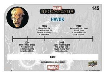 2022 Upper Deck Marvel Beginnings Volume 2, Series 1 #145 Havok Back