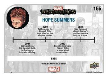 2022 Upper Deck Marvel Beginnings Volume 2, Series 1 #155 Hope Summers Back