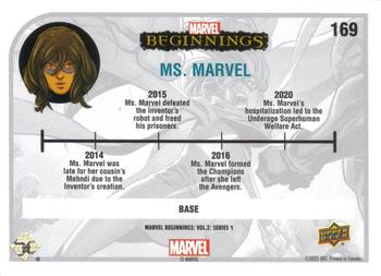 2022 Upper Deck Marvel Beginnings Volume 2, Series 1 #169 Ms. Marvel Back