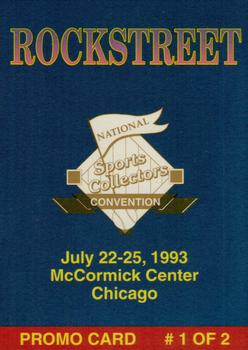 1993 Rockstreet National Sports Collectors Convention Promos - Elvis - Blue Back #1 Elvis Presley Back