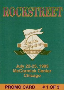 1993 Rockstreet National Sports Collectors Convention Promos - Elvis & Marilyn Monroe - Aqua Back #1 Elvis Presley Back