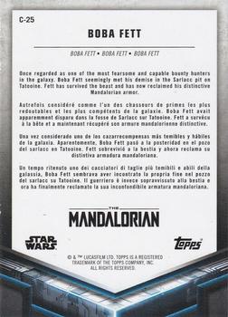 2021 Topps Star Wars: The Mandalorian Season 1 and 2 European Edition - Mandalorian Characters Yellow #C-25 Boba Fett Back