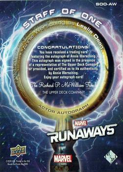 2020 Upper Deck Marvel's Runaways - The Staff of One Autographs #SOO-AW Annie Wersching Back
