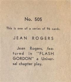 1936 Anonymous Movie Stars Series of 96 (R134) #505 Jean Rogers Back
