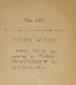 1936 Anonymous Movie Stars Series of 96 (R134) #510 Helen Wood Back