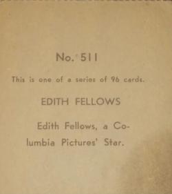 1936 Anonymous Movie Stars Series of 96 (R134) #511 Edith Fellows Back