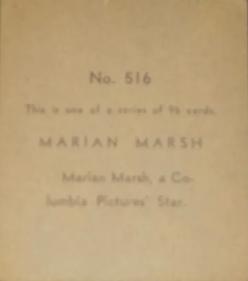 1936 Anonymous Movie Stars Series of 96 (R134) #516 Marian Marsh Back