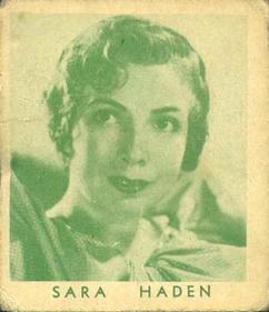 1936 Anonymous Movie Stars Series of 96 (R134) #520 Sara Haden Front