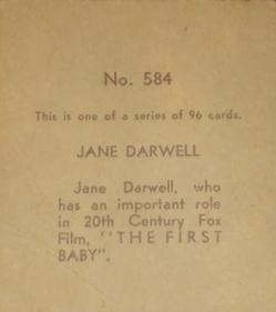 1936 Anonymous Movie Stars Series of 96 (R134) #584 Jane Darwell Back