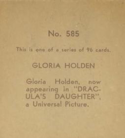 1936 Anonymous Movie Stars Series of 96 (R134) #585 Gloria Holden Back