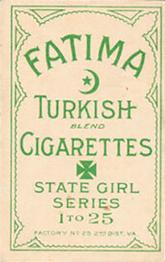 1910 American Tobacco State Girl (T106) #NNO Illinois Prairie Girl Back