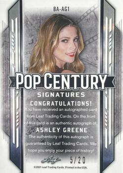 2021 Leaf Metal Pop Century - Crystals Blue #BA-AG1 Ashley Greene Back