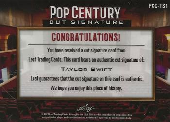 2021 Leaf Metal Pop Century - Cut Signature #PCC-TS1 Taylor Swift Back
