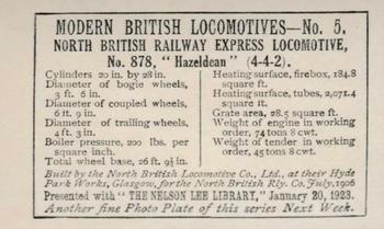 1922-23 Nelson Lee Modern British Locomotives #5 North British Railway Back