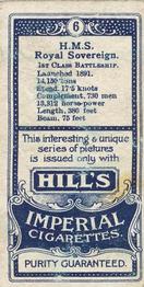 1901 Hill's Battleships & Crests #6 H.M.S. Royal Sovereign Back