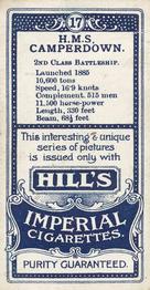1901 Hill's Battleships & Crests #17 H.M.S. Camperdown Back