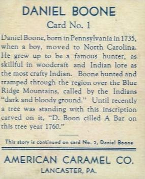 1930 American Caramel American Historical Characters (R14) #1 Daniel Boone Back
