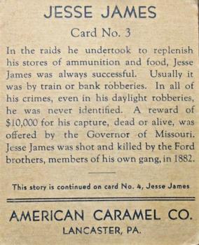 1930 American Caramel American Historical Characters (R14) #3 Jesse James is Murdered by the Ford Brothers Back
