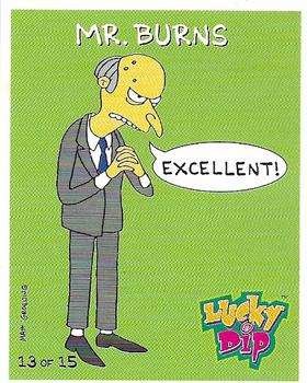 1996 Lucky Dip The Simpsons #13 Mr. Burns Front