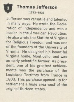 1960 Golden Press Presidents of the United States #3 Thomas Jefferson Back